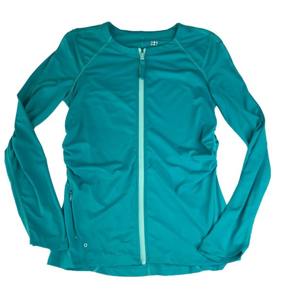 TITLE NINE Teal Zip Pullover Rash Guard Swim Shirt Women's M Svelte Sunbuster LS - Picture 7 of 12